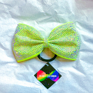 NEON YELLOW Full-Bling MUSE Tailless Cheer Bow