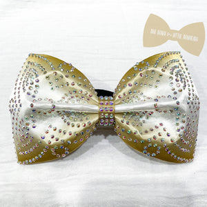 OMBRE GOLD & WHITE Jumbo MUSE Tailless Cheer Bow