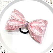 Load image into Gallery viewer, LIGHT PINK Glittered Grid Jumbo MUSE Tailless Cheer Bow