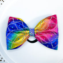 Load image into Gallery viewer, RAINBOW satin MUSE tailless cheer bow