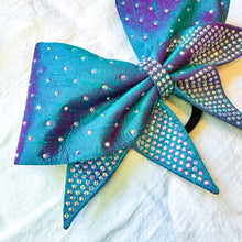 Load image into Gallery viewer, TEAL/PURPLE SHIFT Sewn MOXIE Cheer Bow