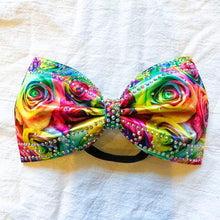 Load image into Gallery viewer, RAINBOW ROSE Print Jumbo MUSE Tailless Cheer Bow