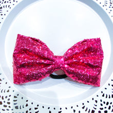 Load image into Gallery viewer, HOT PINK Sequin Jumbo MUSE Tailless Cheer Bow