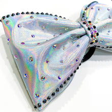 Load image into Gallery viewer, IRIDESCENT SILVER Sewn MUSE Tailless Cheer Bow