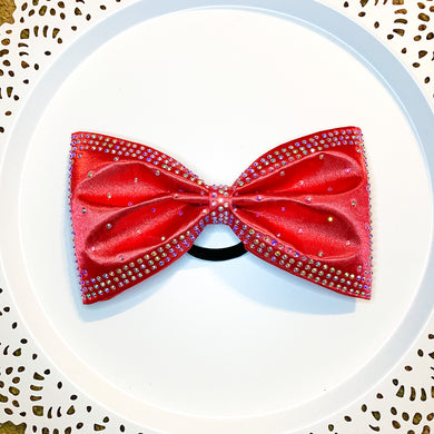 RED Jumbo MUSE Tailless Cheer Bow Framed in Rhinestones