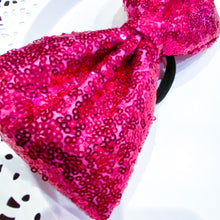Load image into Gallery viewer, HOT PINK Sequin Jumbo MUSE Tailless Cheer Bow
