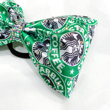 Load image into Gallery viewer, PREORDER “Green Coffee Mermaid” Printed Jumbo MUSE Tailless Cheer Bow