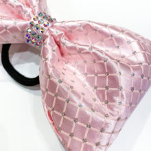 Load image into Gallery viewer, LIGHT PINK Glittered Grid Jumbo MUSE Tailless Cheer Bow