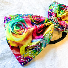 Load image into Gallery viewer, RAINBOW ROSE Print Jumbo MUSE Tailless Cheer Bow