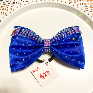 ROYAL BLUE Jumbo MUSE Tailless Cheer Bow with big square crystals
