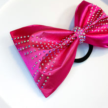 Load image into Gallery viewer, HOT PINK Satin Tailless MUSE Bow with Rhinestones