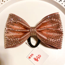 Load image into Gallery viewer, ROSE GOLD Jumbo MUSE Tailless Cheer Bow with champagne stones
