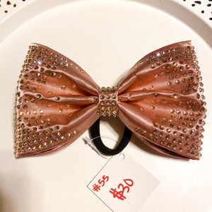 ROSE GOLD Jumbo MUSE Tailless Cheer Bow with champagne stones