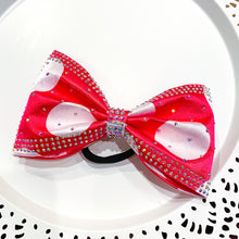 Load image into Gallery viewer, HOT PINK Polka Dot Jumbo MUSE Tailless Cheer Bow