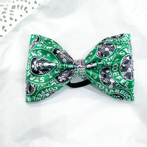 PREORDER “Green Coffee Mermaid” Printed Jumbo MUSE Tailless Cheer Bow