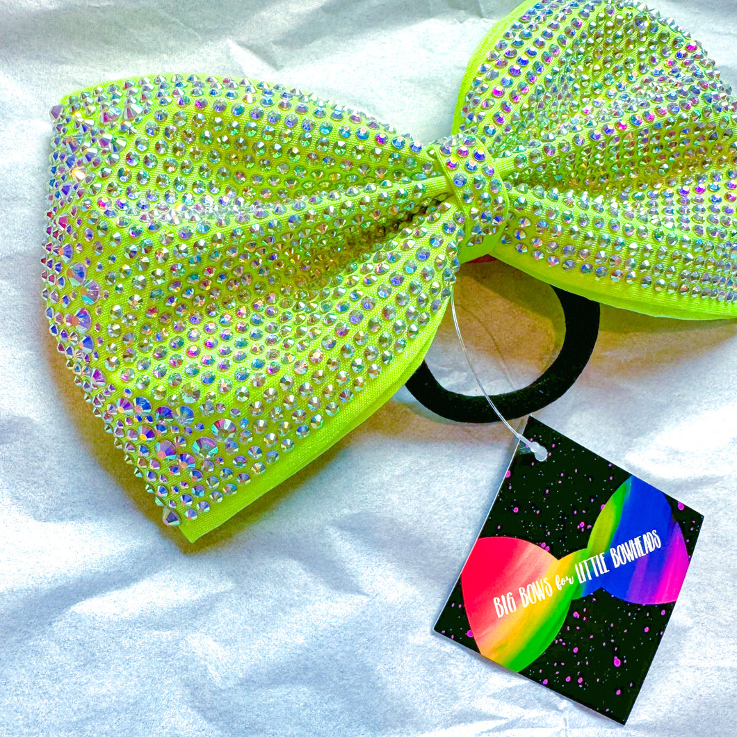 NEON YELLOW Full-Bling MUSE Tailless Cheer Bow