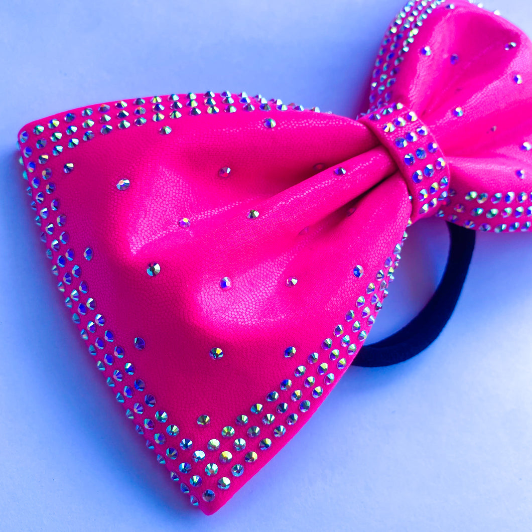 NEON PINK Jumbo MUSE Tailless Cheer Bow