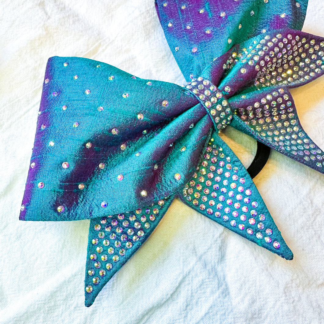 TEAL/PURPLE SHIFT Sewn MOXIE Cheer Bow