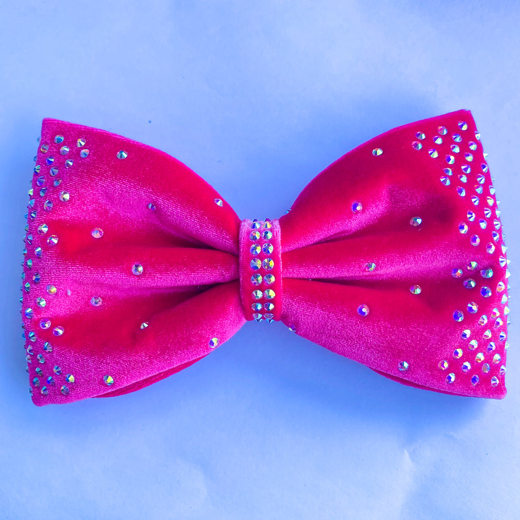 HOT PINK Velvet Jumbo MUSE Tailless Cheer Bow