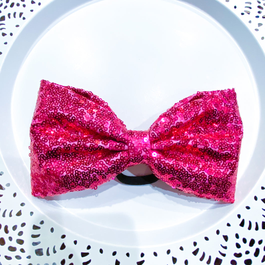 HOT PINK Sequin Jumbo MUSE Tailless Cheer Bow