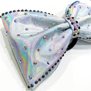 IRIDESCENT SILVER Sewn MUSE Tailless Cheer Bow