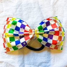 Load image into Gallery viewer, RAINBOW Checkerboard Print Jumbo MUSE Tailless Cheer Bow