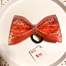 Load image into Gallery viewer, ORANGE Jumbo MUSE Tailless Cheer Bow with multi stones