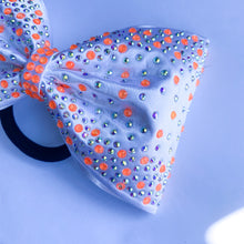 Load image into Gallery viewer, WHITE Jumbo MUSE Tailless Cheer Bow with Neon Rhinestone es