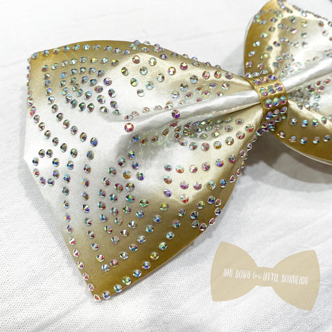 OMBRE GOLD & WHITE Jumbo MUSE Tailless Cheer Bow