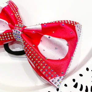 HOT PINK Polka Dot Jumbo MUSE Tailless Cheer Bow