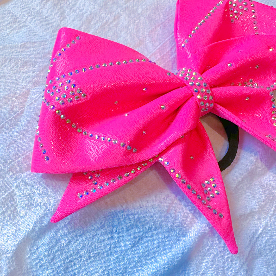 NEON PINK Sewn MOXIE Cheer Bow