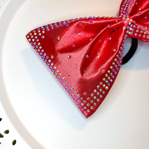 RED Jumbo MUSE Tailless Cheer Bow Framed in Rhinestones